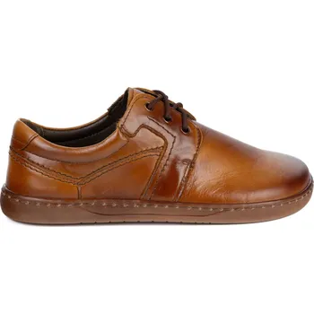 Pánské polobotky BAREFOOT Pánské kožené boty šněrovací 115KZ hnědé, velikost 44