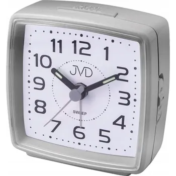 Budík STŘÍBRNÝ PODSVÍCENÝ ČTVERCOVÝ BUDÍK S OPAKOVANÝM BUZENÍM JVD SRP28.5 NETIKÁ