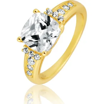 Šperk JVD Dámský zásnubní stříbrný pozlacený prsten se zirkonem SVLR0151SH2GO55