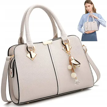 Kabelka KOŽENÁ DÁMSKÁ KABELKA ELEGANTNÍ PŘES RAMENO BÍLÁ KLASICKÁ DO RUKY PU