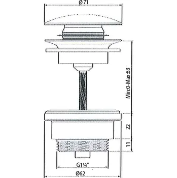 Sifon Sapho umyvadlová výpust 5/4“ click-clack keramická zátka bílá WEH060