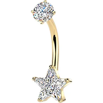 Piercing Šperky4U Zlacený ocelový piercing do pupíku hvězda - BS1072-GD