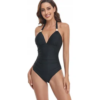 Dámské plavky JEDNODÍLNÉ PLAVKY ZEŠTÍHLUJÍCÍ ČERNÉ M