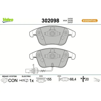 Brzdová destička Sada brzdových destiček, kotoučová brzda VALEO 302098