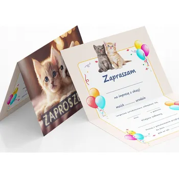 Pozvánka POZVÁNKA KOŤÁTKA SLADKÉ MALÉ KOČKY NA DĚTSKOU OSLAVU NAROZENIN + OBÁLKA