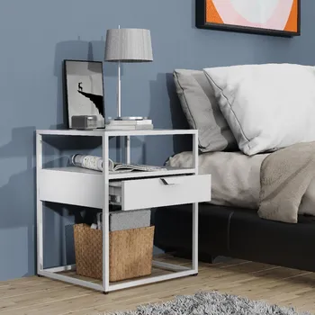 Noční stolek VCM Noční stolek „Flokas M“, bílý 496752