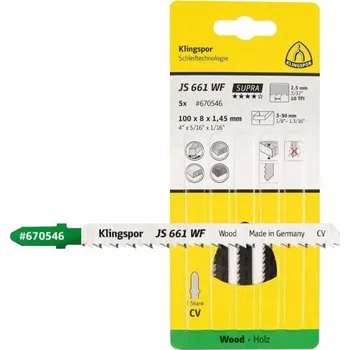 Pilový plátek PILOVÝ LIST OCEL Z CV OCELI KLINGSPOR JS661WF DŘEVO 100x8x1,45 mm 5 ks