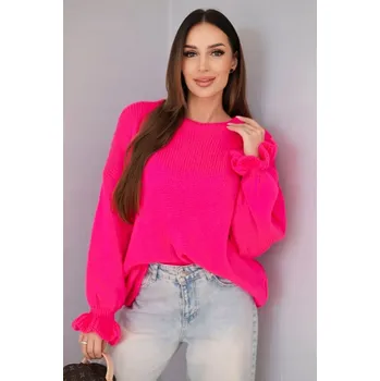 Dámský svetr Italy Moda dámský svetr růžový volný střih k bokům univerzální velikost