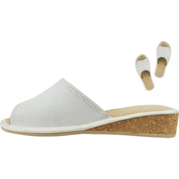 Dámské pantofle Dámské Pantofle z PŘÍRODNÍ KŮŽE Pohodlné POLSKÉ pantofle na KLÍNKU 35-41