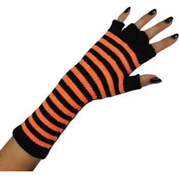 Karnevalový doplněk Pruhované návleky na ruce rukavice oranžová