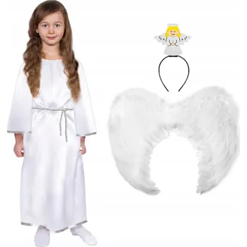 Karnevalový kostým KOSTÝM ANDĚL ALBA ŠATY ANDĚL ČELENKA 146-158