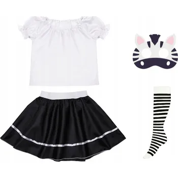 Karnevalový kostým KOSTÝM ZEBRA SUKNĚ HALENKA MASKA 116-128 4 díly