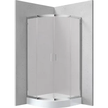 Deante Čtvrtkruhový sprchový kout Funkia 90x90 cm KYPZ651K, chrom/matné sklo + sprchová vanička bílá