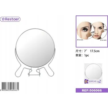 Zrcadlo Oboustranné Kulaté Zrcátko 7 Palců s Kovovým Rámem