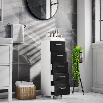 Koupelnový nábytek VCM Zásuvková skříňka „Zalo M“, černá 497045