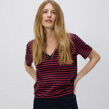 Dámské tričko Reserved - Tričko z mercerované bavlny - tmavomodrá - ZS438-59X - ZS438-59X-XXL