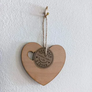 Srdce 7 cm se srdíčkem výřez - přírodní