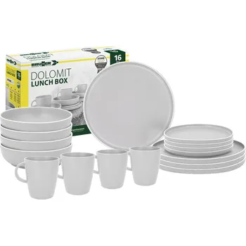 Kempingové nádobí Sada melaminového nádobí Brunner DOLOMIT WHITE 16dílná, pro 4 osoby
