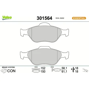 Brzdová destička Sada brzdových destiček, kotoučová brzda VALEO 301564
