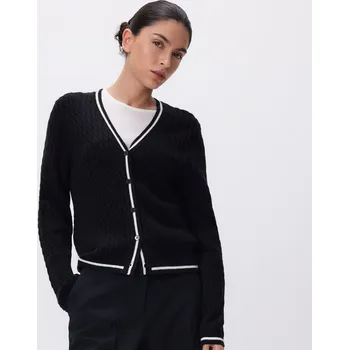 Dámský svetr Reserved - Strukturovaný kardigan s vysokým podílem viskózy - černý - 628HO-99X - 628HO-99X-XXL