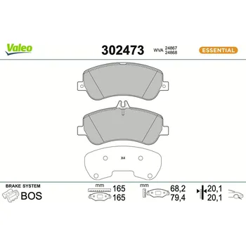 Brzdová destička Sada brzdových destiček, kotoučová brzda VALEO 302473