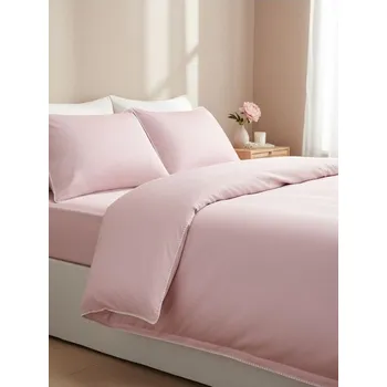 Povlečení Sinsay - Saténová sada povlečení s ozdobným zakončením - pastelová růžová - 991EF-03X - 991EF-03X-ONE