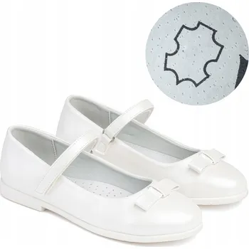 Dámská obuv WOJTYŁKO 5B24421B BALERÍNKY PRO DÍVKY K PRVNÍMU SVATÉMU PŘIJÍMÁNÍ bílá perleť 31 Bílá