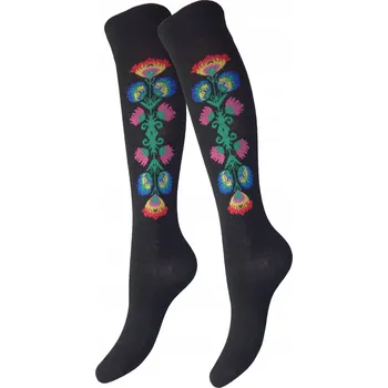 Dámské ponožky ELTOM Polské Bavlněné podkolenky FOLKLOR s motivem ŁOWICKI, velikost 33-35