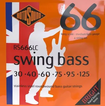 Struna pro kytaru a smyčcový nástroj Struny ROTOSOUND RS666LC Swing (30-125) pro 6strunnou baskytaru