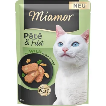 Krmivo pro kočku MIAMOR Paštika a Filé s divočinou kousky filetů se zvěřinou 85 g