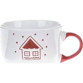 Casa de Engel Keramický hrnek 500 ml bílý/červený domek