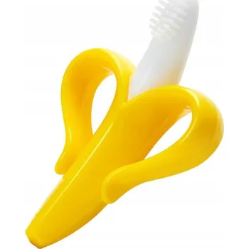 Silikonové kousátko ortodontické logopedické žluté ve tvaru banánu 3D