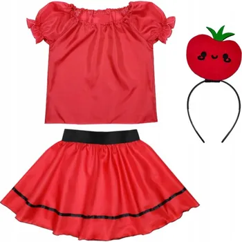 Karnevalový kostým KOSTÝM RAJČE SUKNĚ HALENKA ČELENKA 134-140