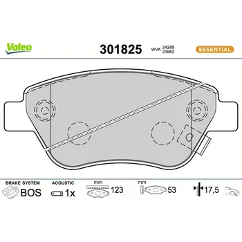 Brzdová destička Sada brzdových destiček, kotoučová brzda VALEO 301825