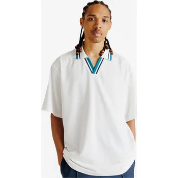 Pánské tričko DECATHLON Pánské polo tričko oversize Heritage L BÍLÁ