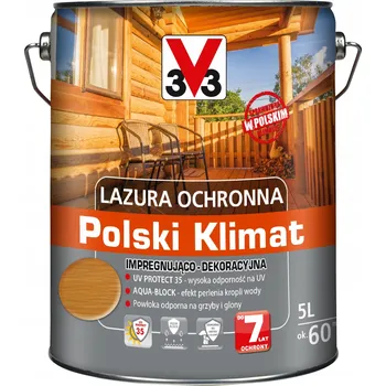 Lak na dřevo Lazura V33 Polský Klima 7 let 5 L impregnující dub zlatý satén