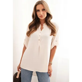 Dámská halenka Halenka s delším zadním dílem světlé béžové UNI