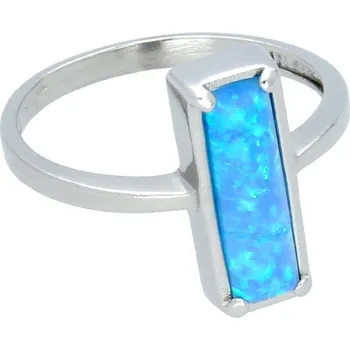 Prsten Goldstore Stříbrný prsten obdélníkový modrý opál Velikost: 52