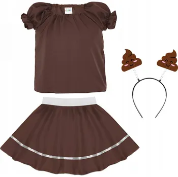 Karnevalový kostým KOSTÝM HROMÁDKA OBLEČENÍ, SADA, PŘEVLEK NA JARNÍ PLES, HNĚDÝ, VELIKOST 98-110, 3 DÍLY