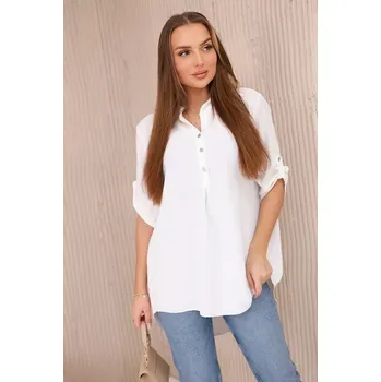 Dámská halenka Halenka s prodlouženým zadním dílem bílý UNI