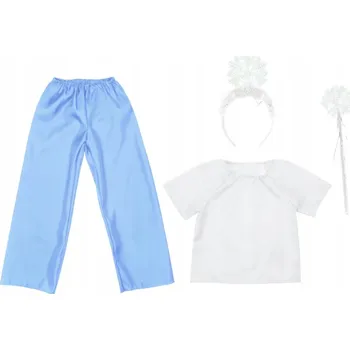 Karnevalový kostým SADA PÁN ZIMA KOSTÝM KRÁL SNEHU KOSTÝM SNĚHOVÁ VLOČKA ČELENKA SVĚTLE MODRÁ 134-140