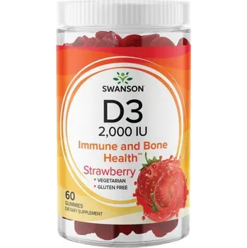 Zdraví Swanson D3 Doplněk stravy s vitamínem D3 60 ks, Jahoda, gummies