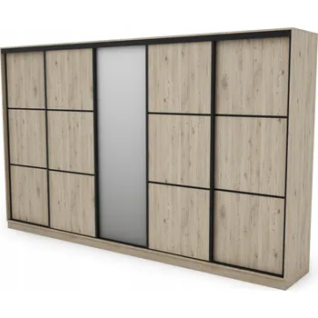 Šatní skříň Skříň eMeblast Posuvná skříň 400 x 244 x 64 cm dub skříň se zrcadlem