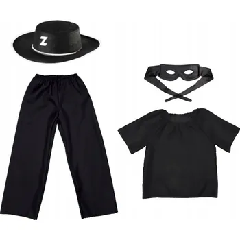 Karnevalový kostým KOSTÝM ZORRO, KLOBOUKA, MASKA, KALHOTY 98-110, 4 ks