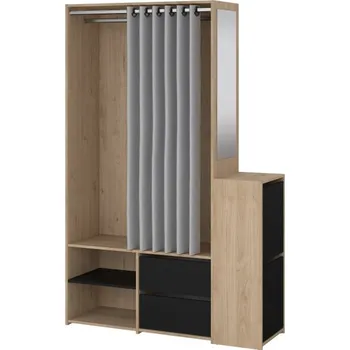 Šatní skříň TVI Skříň Kit 93173 jackson hickory/černý mat/světle šedá