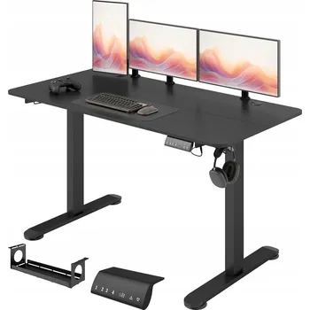 Psací stůl Stojací psací stůl s nastavitelnou výškou, počítačový, 140 cm x 70 cm x 116 cm, Černý