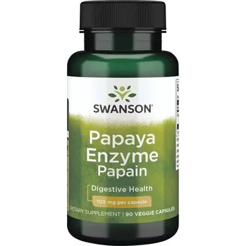 Swanson Papain Papaya Enzyme Doplněk stravy pro zdravé trávení 90 ks, vegetariánská kapsle, 100 mg
