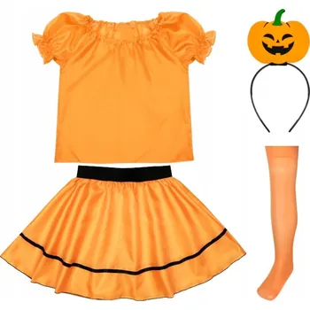 Karnevalový kostým KOSTÝM DÝNĚ HALLOWEENSKÝ KOSTÝM DÝNĚ BAL PODZIMNÍ ČELENKA DÝNĚ 98-110 5el