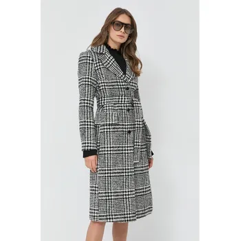 Dámský kabát Kabát s příměsí vlny Morgan GSET.OFFWHITE.NOIR bílá 00X, vel. 40