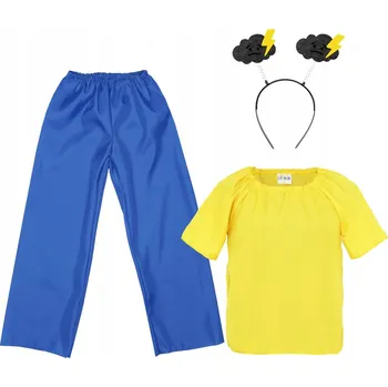 Karnevalový kostým KOSTÝM BOUŘKA SET, MASKA NA JARNÍ PLES MODRO-ŽLUTÁ 116-128 3 DÍLY